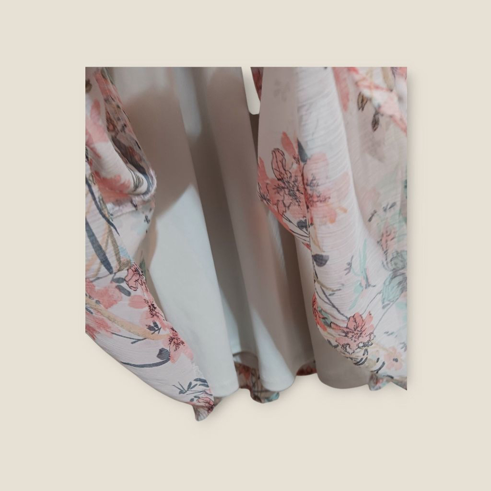 AS U WISH White & Pink Floral Faux Wrap Dress Size S - Picture 5 of 8
